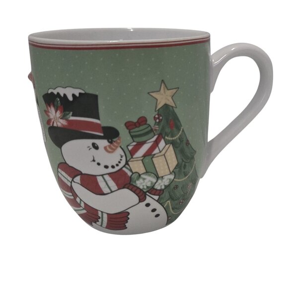 Fitz and Floyd Top Hat Frosty Snowman Here's to Holidays Filled with Joy Mug - Picture 1 of 4